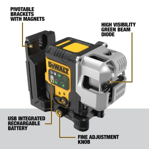 Dewalt 3x180° ristlaser rohelise kiirega DCLE14301GB