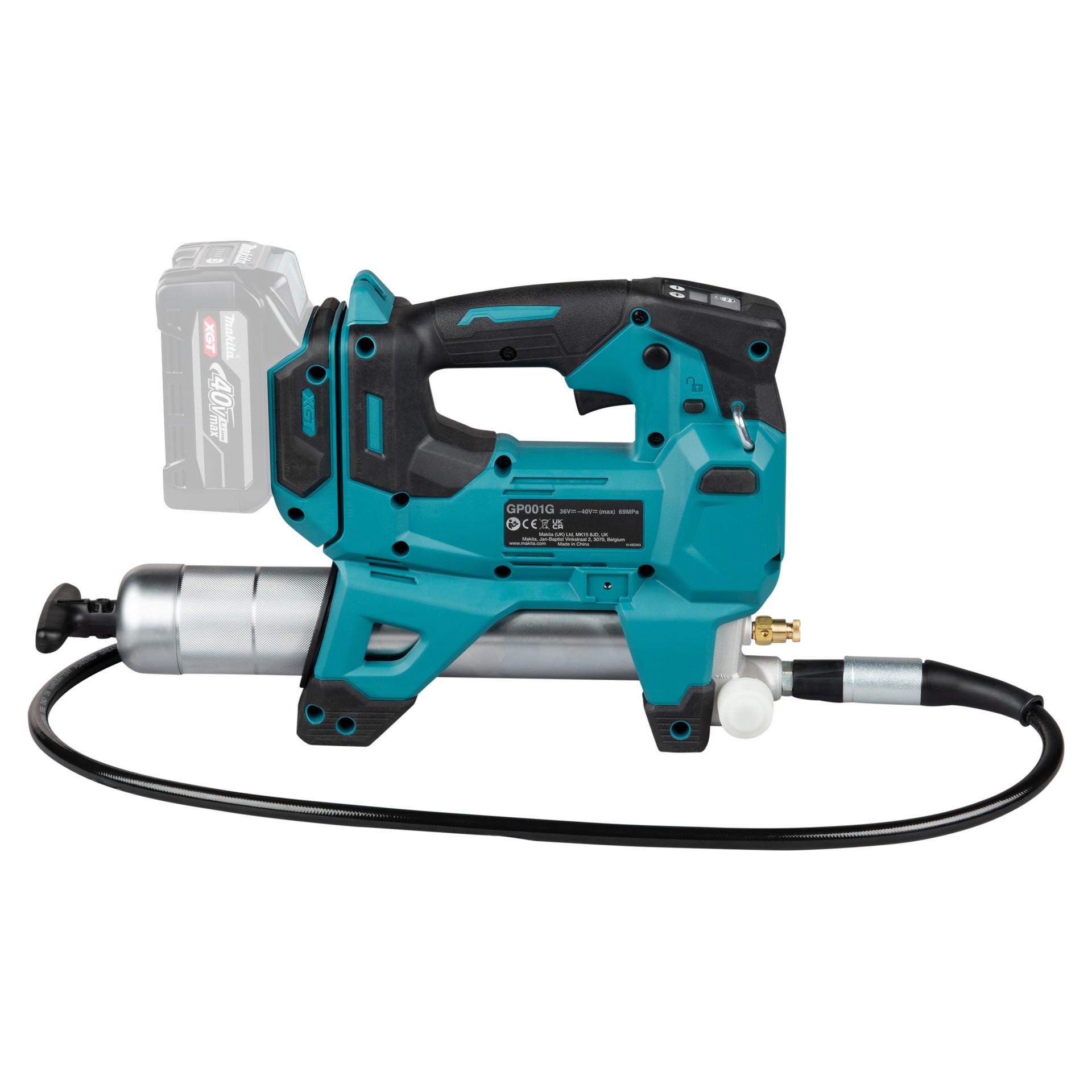 Makita "XGT® määrdepritsi GP001G harjavaba mootor tagab töökindla jõudluse ning maksimaalse väljasurverõhu kuni 690 bar