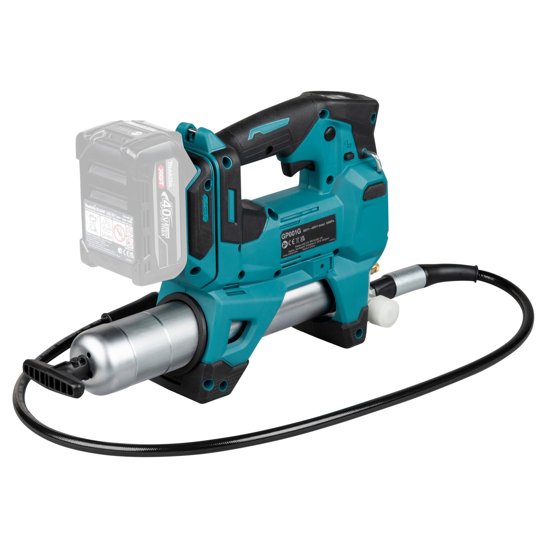 Makita "XGT® määrdepritsi GP001G harjavaba mootor tagab töökindla jõudluse ning maksimaalse väljasurverõhu kuni 690 bar