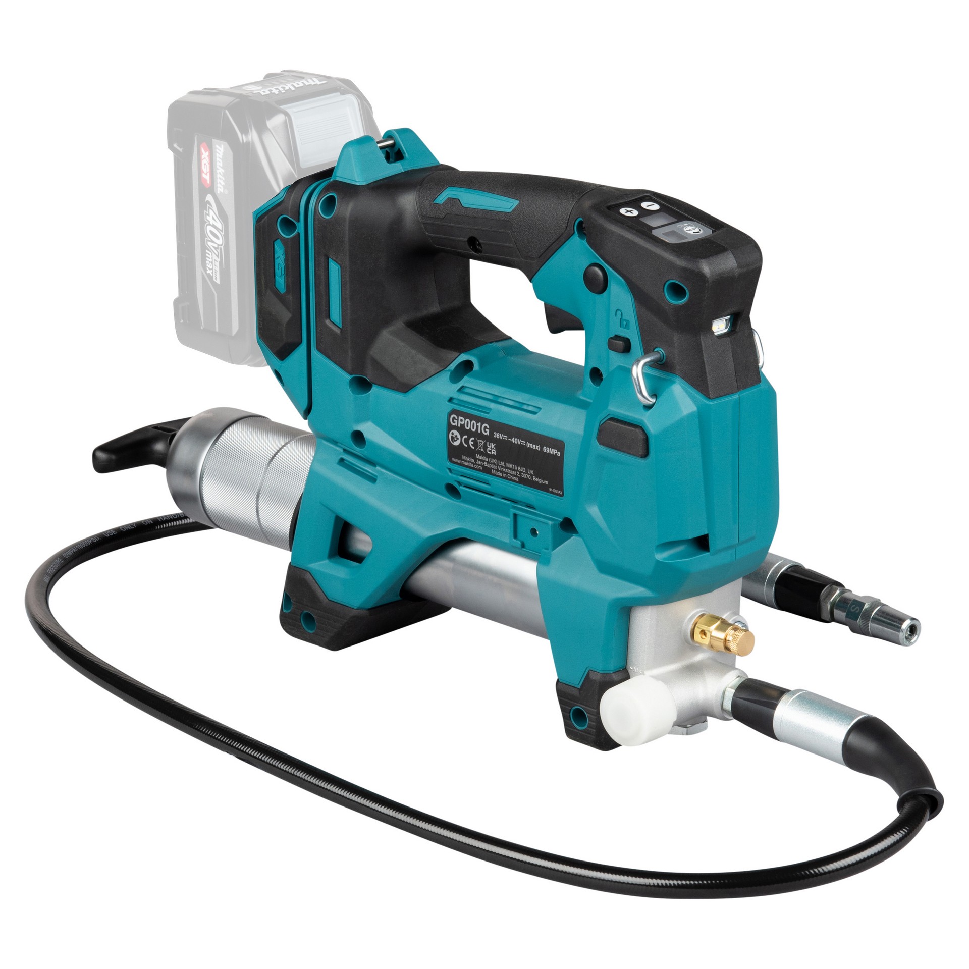 Makita "XGT® määrdepritsi GP001G harjavaba mootor tagab töökindla jõudluse ning maksimaalse väljasurverõhu kuni 690 bar